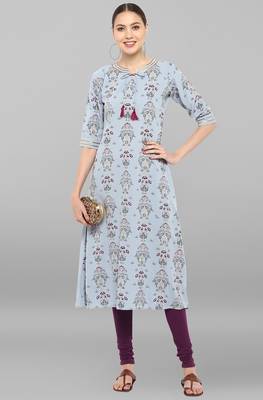 Janasya Grey printed crepe ethnic-kurtis 1