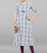 Janasya Grey printed crepe ethnic-kurtis