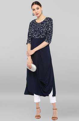 Janasya Dark-blue printed crepe ethnic-kurtis 2
