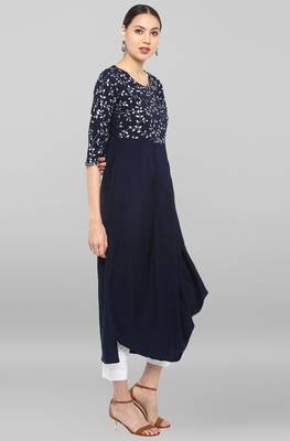 Janasya Dark-blue printed crepe ethnic-kurtis 4