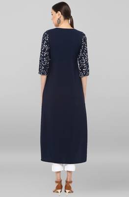 Janasya Dark-blue printed crepe ethnic-kurtis 5