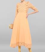 Janasya Peach printed crepe ethnic-kurtis