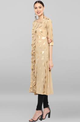 Janasya Beige printed crepe ethnic-kurtis 3