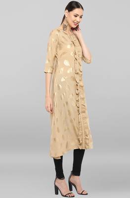 Janasya Beige printed crepe ethnic-kurtis 4
