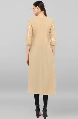 Janasya Beige printed crepe ethnic-kurtis 5