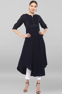 Janasya Blue printed crepe ethnic-kurtis 2
