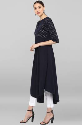 Janasya Blue printed crepe ethnic-kurtis 3