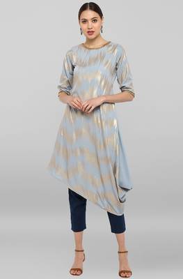 Janasya Grey printed crepe ethnic-kurtis 2