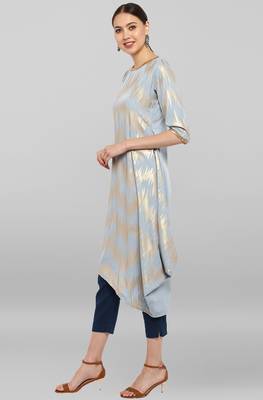 Janasya Grey printed crepe ethnic-kurtis 3