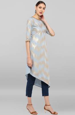 Janasya Grey printed crepe ethnic-kurtis 4