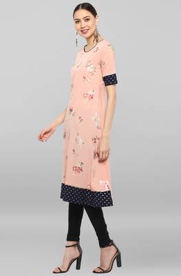 Janasya Peach printed crepe ethnic-kurtis 3