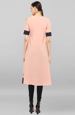 Janasya Peach printed crepe ethnic-kurtis 5