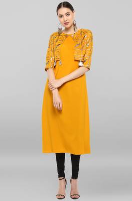 Mustard printed crepe ethnic-kurtis 2