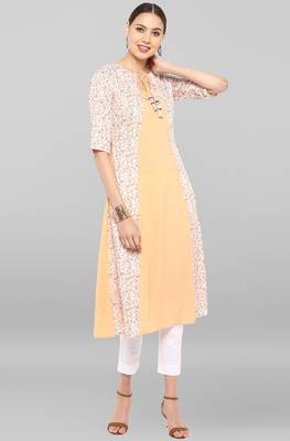 Janasya Peach printed crepe ethnic-kurtis 2