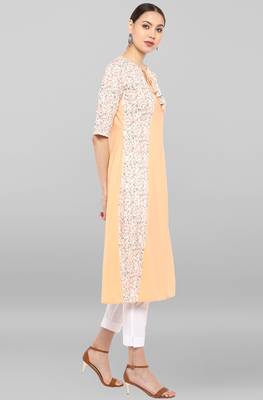 Janasya Peach printed crepe ethnic-kurtis 4