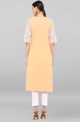 Janasya Peach printed crepe ethnic-kurtis 5