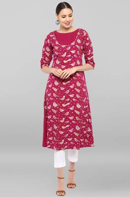 Janasya Magenta printed crepe ethnic-kurtis 2