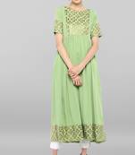 Light green printed crepe ethnic kurtis