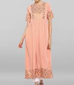 Peach printed crepe ethnic kurtis