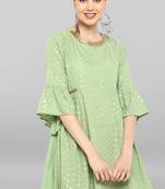 Janasya Light green printed crepe ethnic kurtis