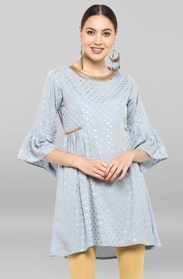 Janasya Grey printed crepe ethnic-kurtis 1