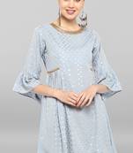 Janasya Grey printed crepe ethnic-kurtis