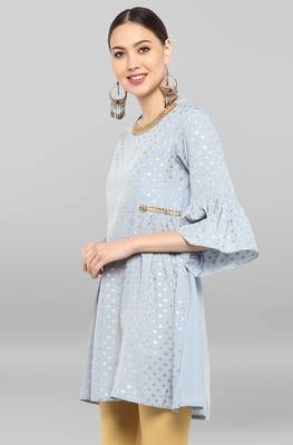 Janasya Grey printed crepe ethnic-kurtis 2