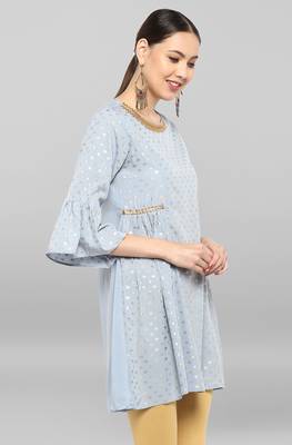 Janasya Grey printed crepe ethnic-kurtis 3