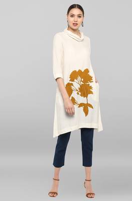 Janasya Off-white printed rayon ethnic-kurtis 2