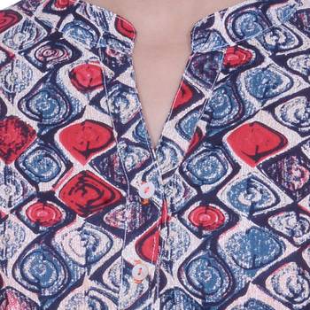 Blue printed rayon embroidered-kurtis 4