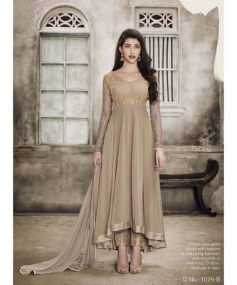 grey embroidered georgette semi stitched salwar with dupatta 1