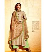 brown embroidered santoon semi stitched salwar with dupatta