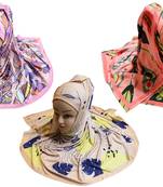 Justkartit Women'S Organic Lycra Stretchable Party Wear Printed Hijab Scarf Dupatta (Pack Of 3)