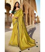 Olive Green Designer Heavy Dola Silk With Embroidery Sarees