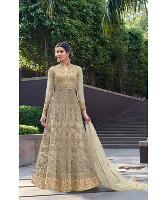 green embroidered santoon semi stitched salwar with dupatta 1