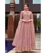 pink embroidered santoon semi stitched salwar with dupatta