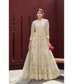 off white embroidered santoon semi stitched salwar with dupatta