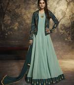 Green embroidered silk blend salwar