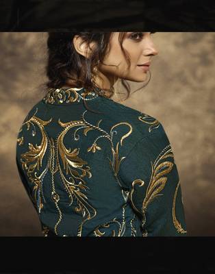 Green embroidered silk blend salwar 2