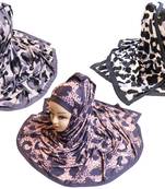 Justkartit Women'S Organic Jersey Stretchable Material Printed Hijab Scarf Dupatta (Pack Of 3)
