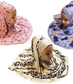 Justkartit Women'S Daily Wear Organic Lycra Stretchable Printed Hijab Scarf Dupatta (Pack Of 3)