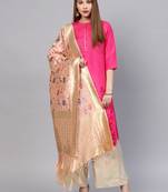 Sutram Women's Banarasi Peach Silk Dupatta