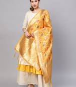 Sutram Women's Banarasi Yellow Silk Dupatta