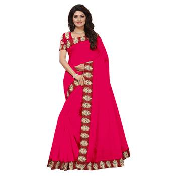pink plain Chanderi Cotton Kalamkari  saree with blouse 1