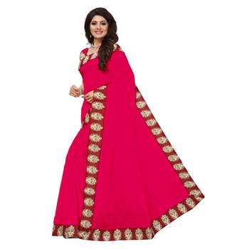 pink plain Chanderi Cotton Kalamkari  saree with blouse 2