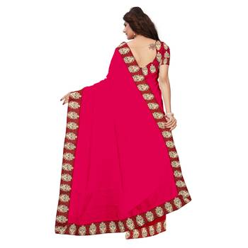 pink plain Chanderi Cotton Kalamkari  saree with blouse 4