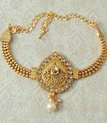 Lalso Designer LCT Ball Chain Gold Plated Kundan 1pc Bajuband Armlet Jewelry Wedding Festival - LSBB01_LCT