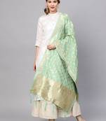 Sutram Women's Banarasi Green Silk Dupatta