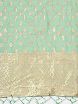 Sutram Women's Banarasi Green Silk Dupatta 2