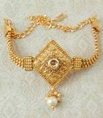 Lalso Designer LCT Ball Chain Gold Plated Kundan 1pc Bajuband Armlet Jewelry Wedding Festival - LSBB02_LCT